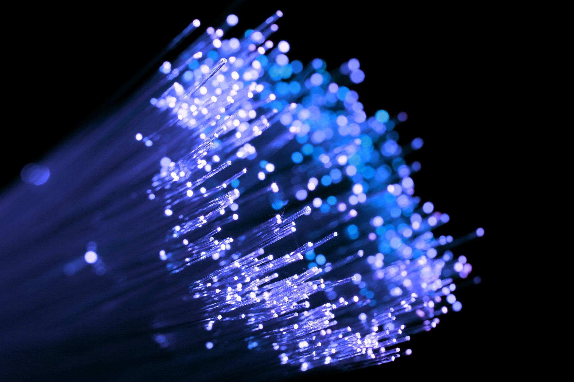 Blue shining fiber optic cables