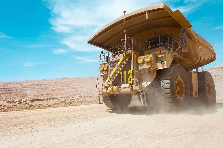 Dump truck at a copper mine, Latin America