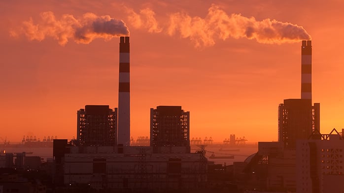 Factories emitting greenhouse gas emissions