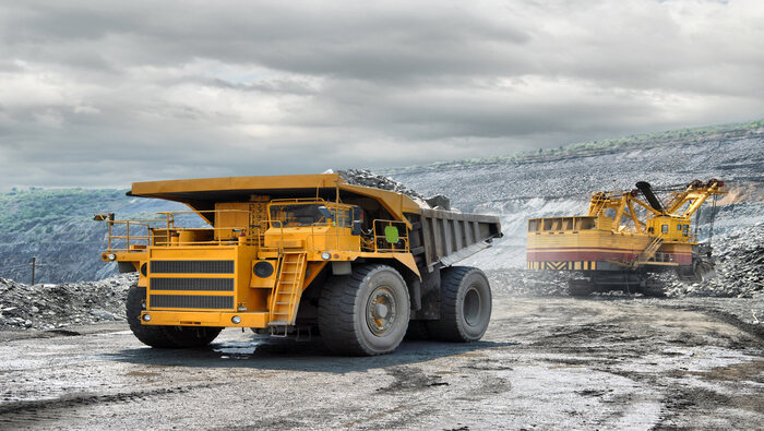 Loading of iron ore to a truck